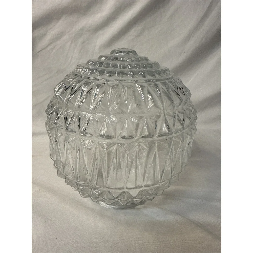 Globe Ceiling Art Deco Vintage. Clear, Stunning! 6